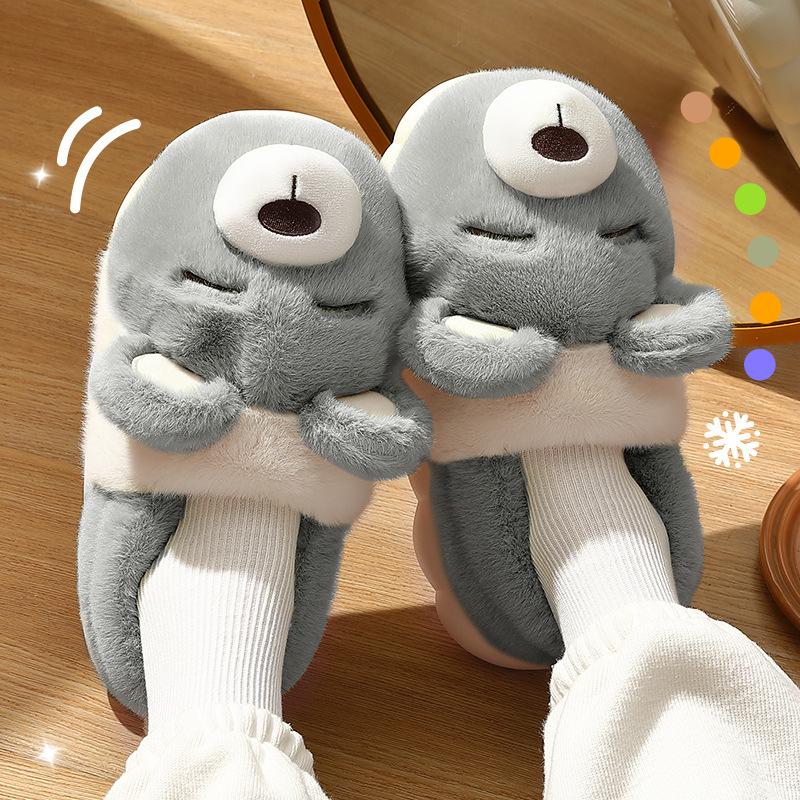 Domácí bavlněné pantofle zimní taška pata roztomilá kreslená koala vnitřní vlněné pantofle teplé bavlněné boty
