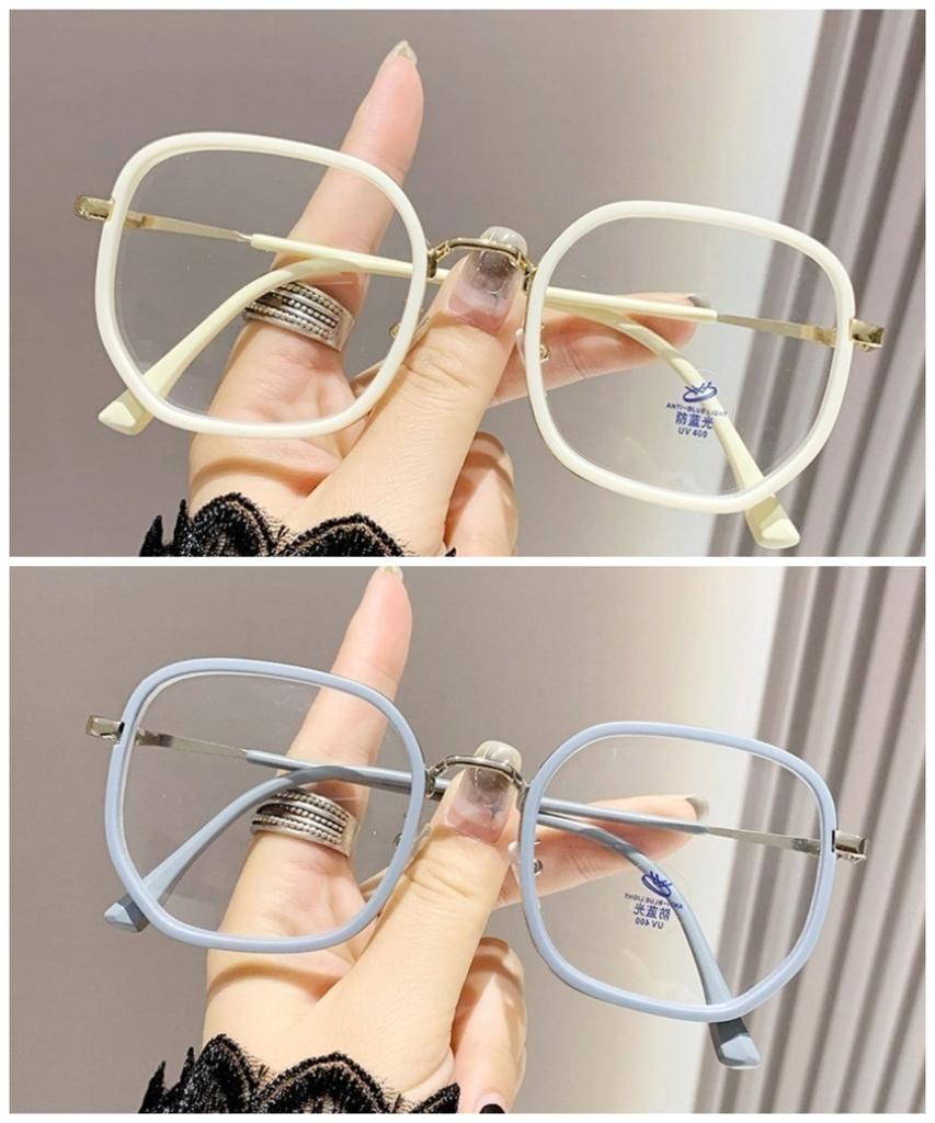 Retro Plain Face Pure Wind Gold Square Frame Glasses Men's and Women's Myopia Anti-blue Anti-radiation Flat Light Mirro