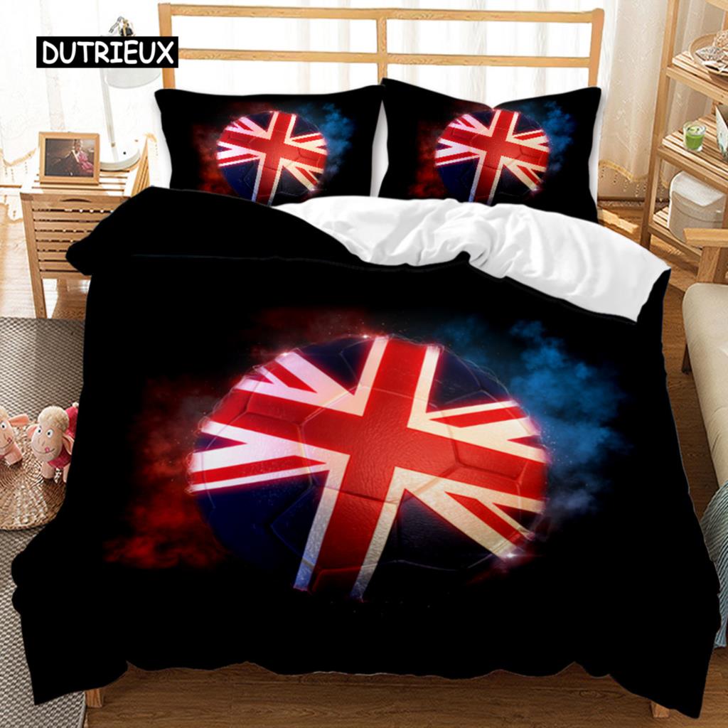 Fotball Dynetrekksett Fotball med Ild Abstrakt Konseptkunst Design Ball Sengetøysett Dobbel Queen King Polyester Dyne Trekk