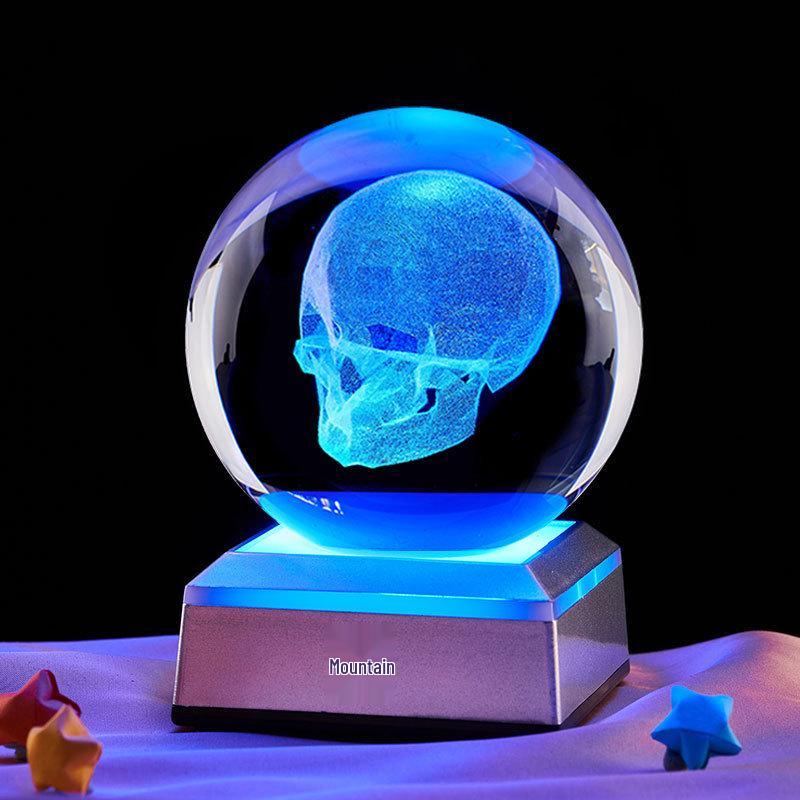 Skull Bluetooth Stand with Luminous Crystal Ball Night Light Decoration