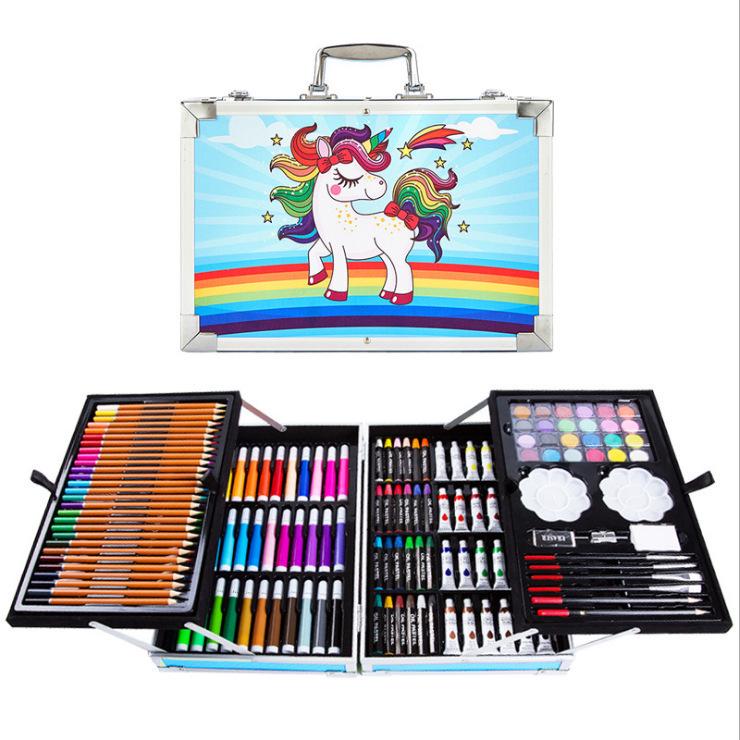 145-Piece Deluxe Watercolor Pen Set for Kids - Double-Layered Aluminum Box Art Supplies & Painting Tools