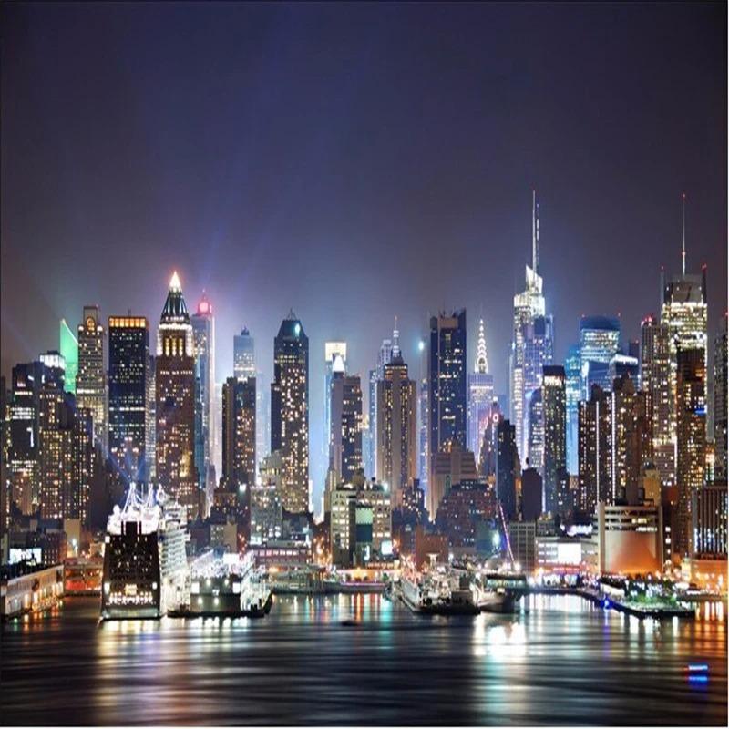 City Wallpaper Night View Black And White Bridge Wallpaper 3d Bedroom Living Room Home Background Wall Painting