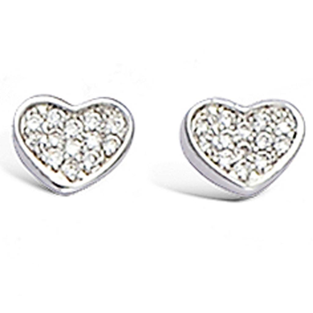 Les Trésors De Lily [L1827] - Silver 'Love' Earrings Silver White (rhodium Plated) - 6x6 Mm