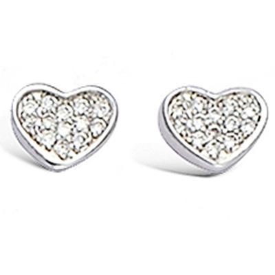 [L1827] - Silver 'Love' Earrings Silver White (rhodium Plated) - 6x6 Mm