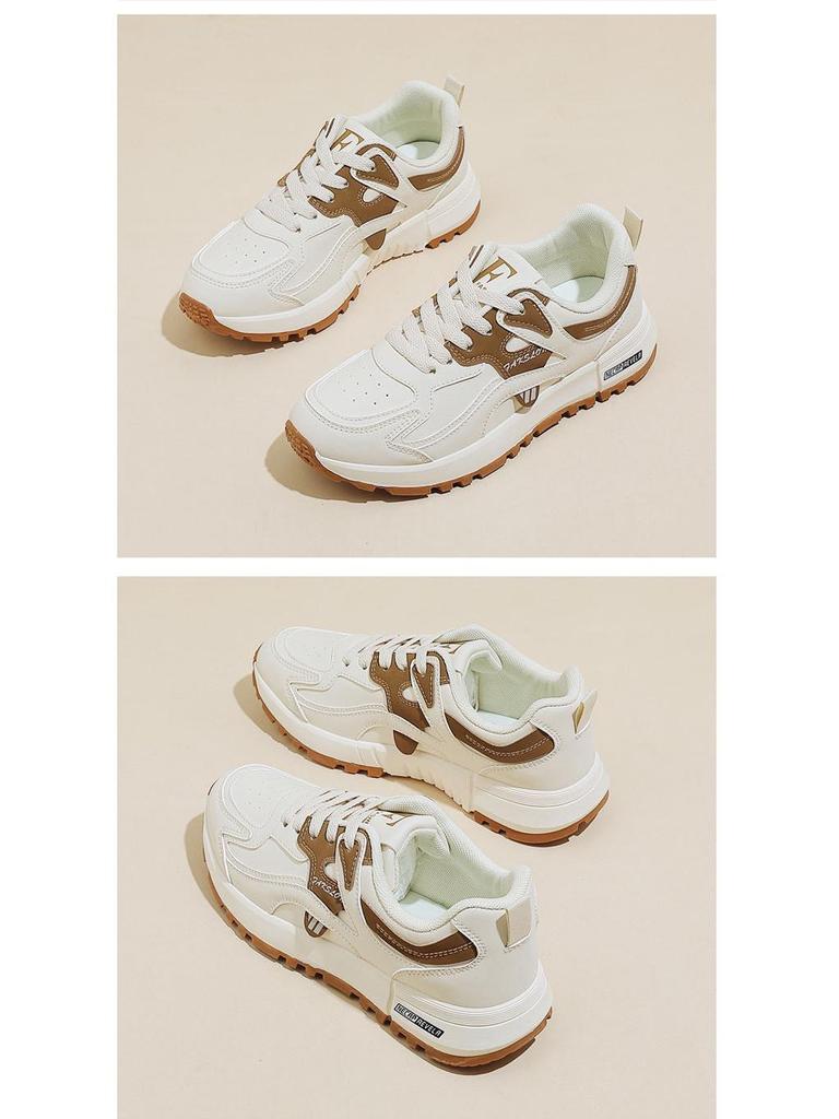 2024 Women's Lightweight Large Leather Running Shoes: Korean-Style Casual Sneakers