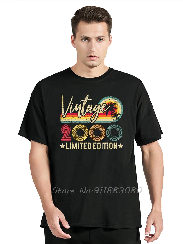 Vintage 2000 Old Birthday For Girls Boys Oversized T-shirt Print Fitness T Shirt Men's Clothing