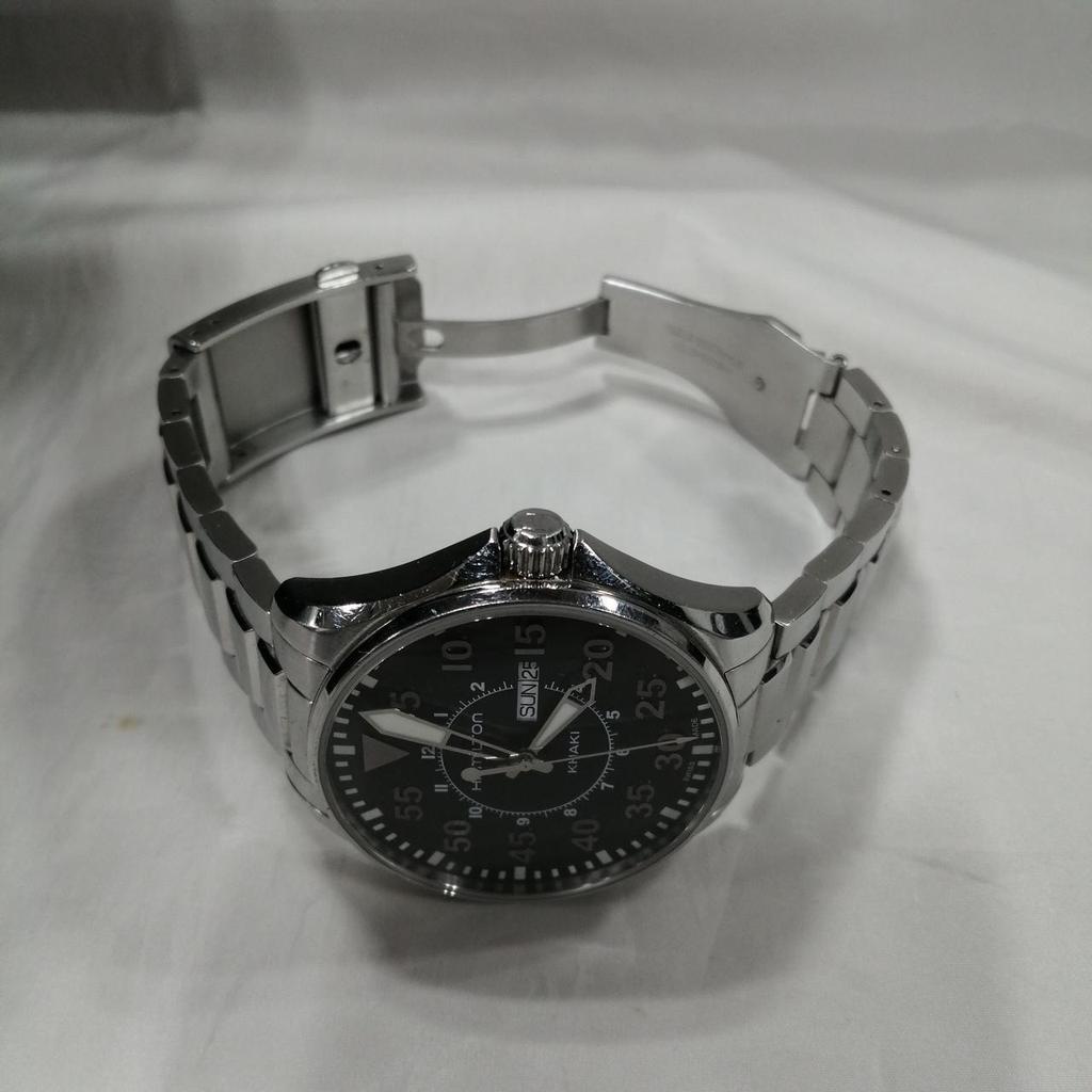 Used HAMILTON H64611135 Silver X Black Khaki Aviation Quartz