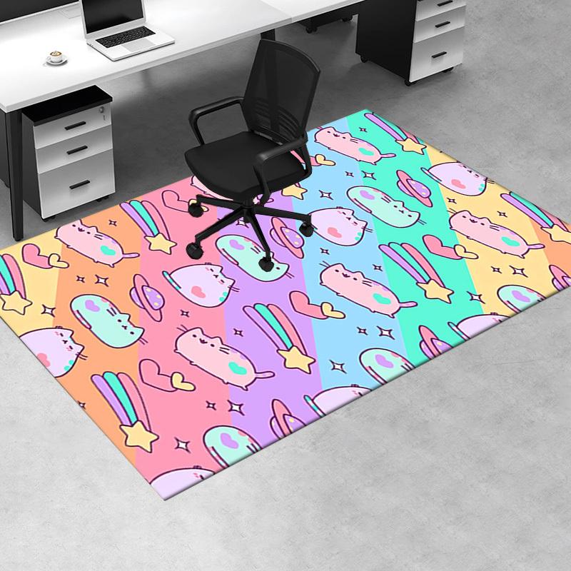 Cute, Fluffy, Cat Office Carpet Soft Polyester Entrance Carpet Washable Non slip Machine Washable In