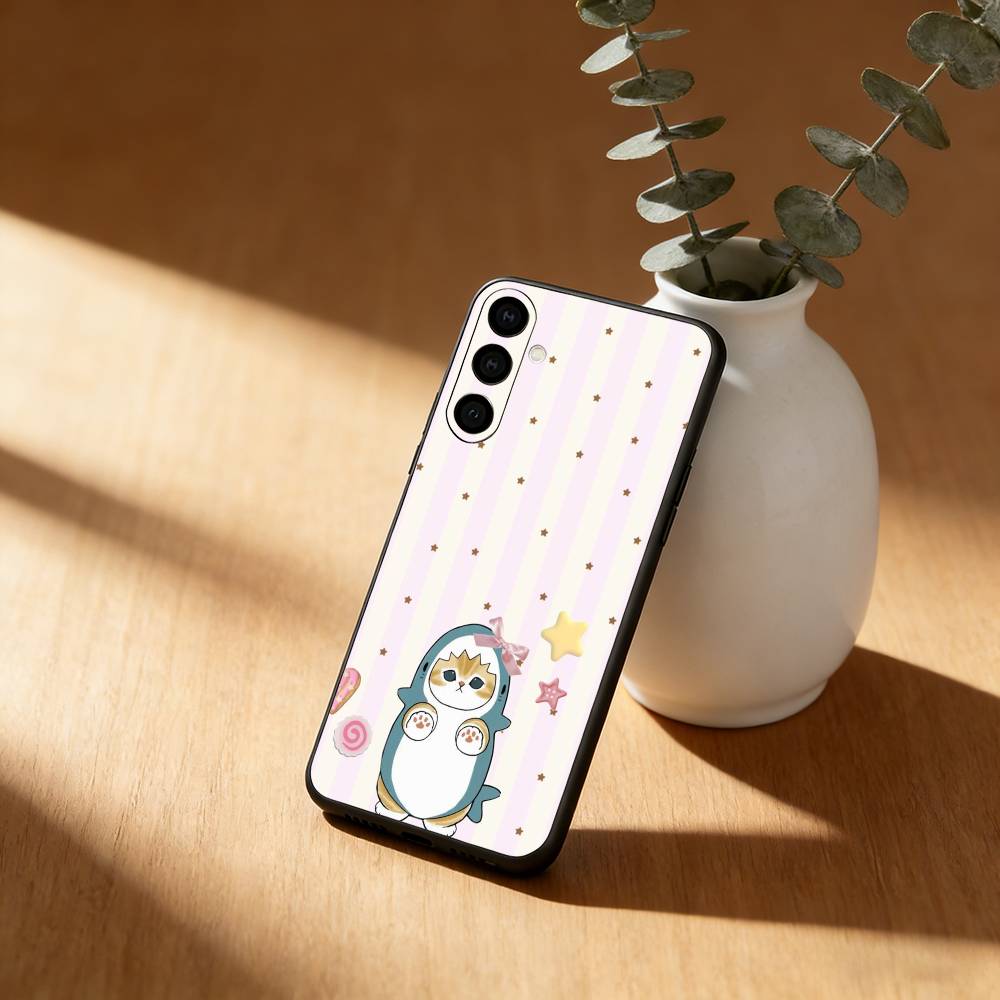 Süße M-Mofusands C-Katze Handyhülle Für Samsung Galaxy A20,21s,22,31,32,52,53,72,73,80,91 Weiche Schwarze Hülle