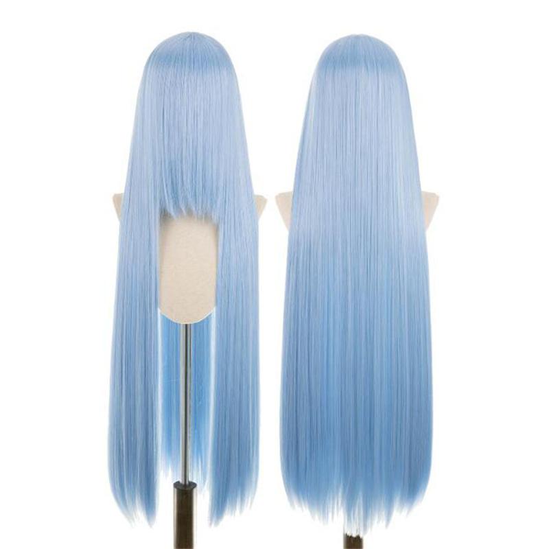 Perucă lungă și dreaptă de 100 cm, blondă, aurie, roz, portocaliu, maro, violet, albastru, verde, negru, gri, culori, rezistentă la căldură, păr Lolita