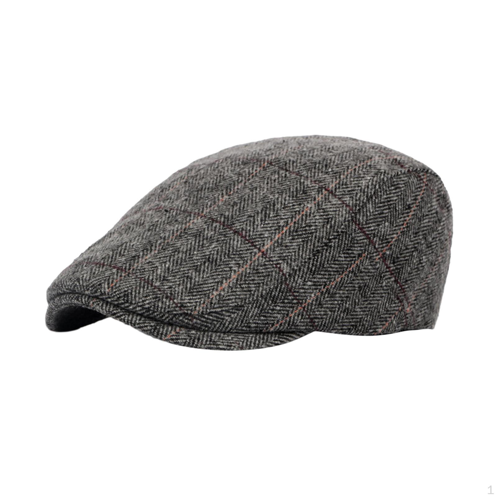 Beret Cap Cabbie Hat Autumn Winter Painter Newsboy Men Plaid Flat for Outdoor
