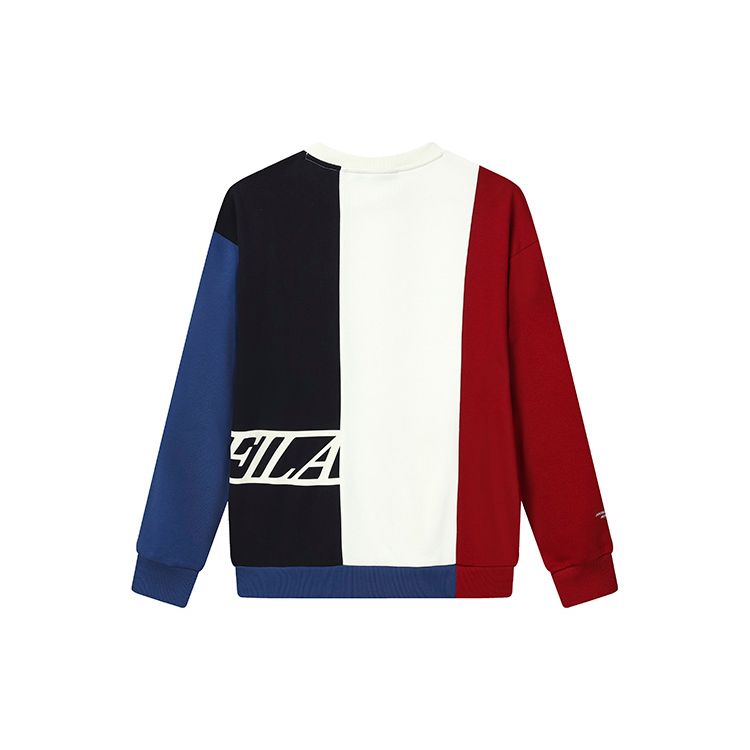 FILA Logo American Style Embroidered Color Block Sports Crewneck Sweatshirt Men sweatshirt Light-Green F11M149222FIV