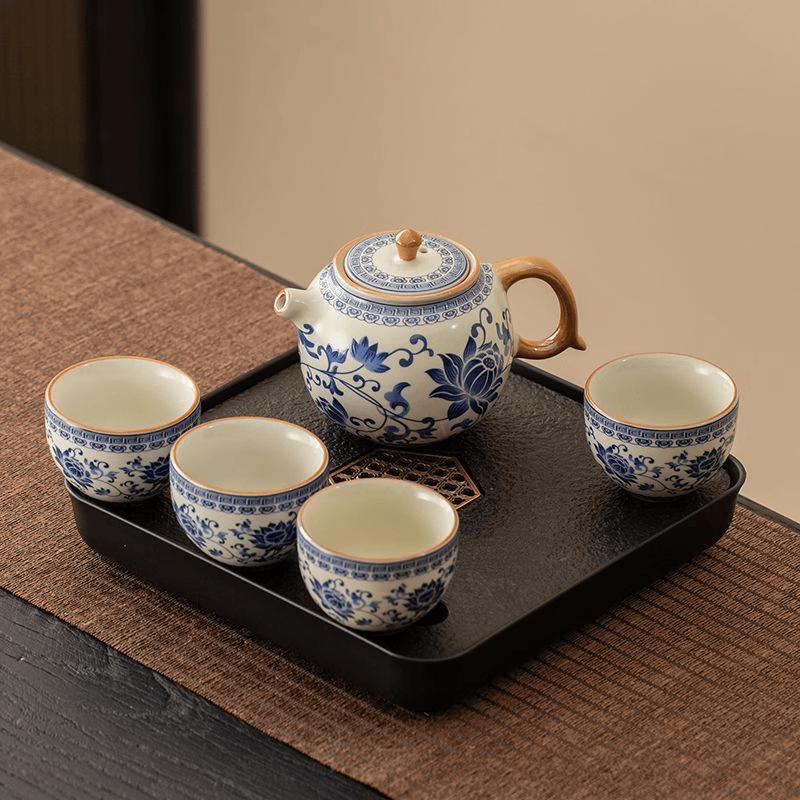 Chaxun Guochao Floral Ceramic Kung Fu Tea Set