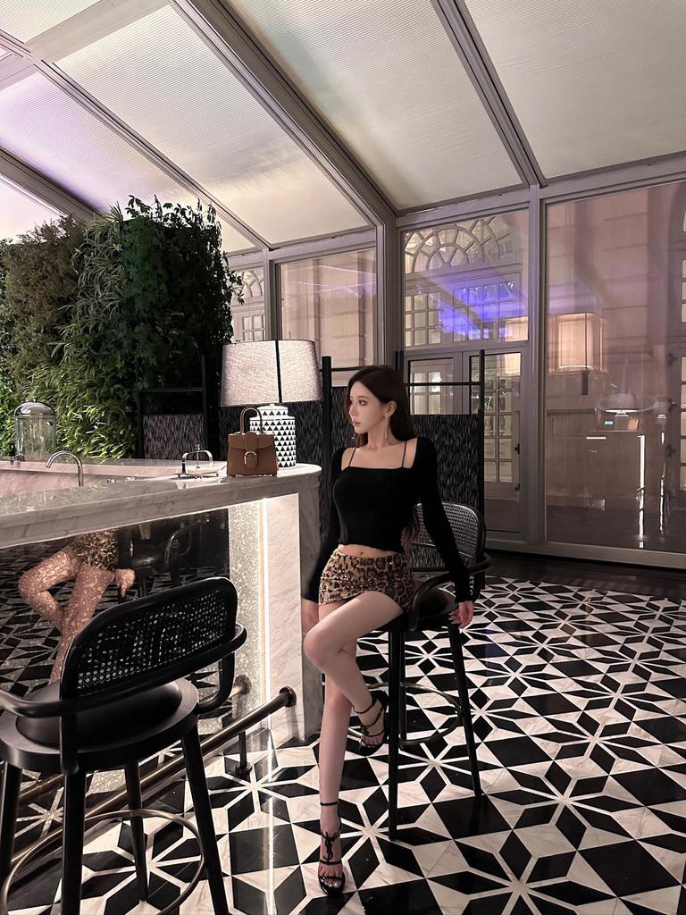 2024 Autumn Trendy Leopard Print Sequin Low Waist Short Skirt
