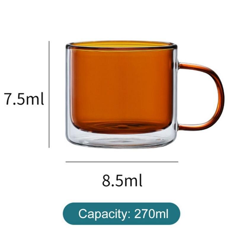 9 Oz Glasses Clear Double Wall Cup Coffee Glassware With Handle, Usd For Wine Tea Or Cappuccino