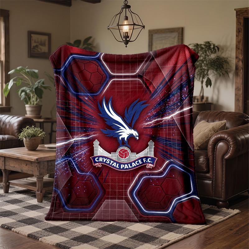 Couverture Flottante en Flanelle Imprimée Football Crystal Palace Douce et Chaude Couverture Jetée pour Canapé Lit Bureau Maison Chambre à Coucher