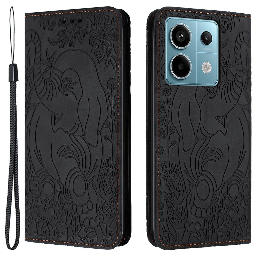 For Xiaomi Redmi Note 13 5G Leather Case Elephant Pattern Wallet Phone Cover