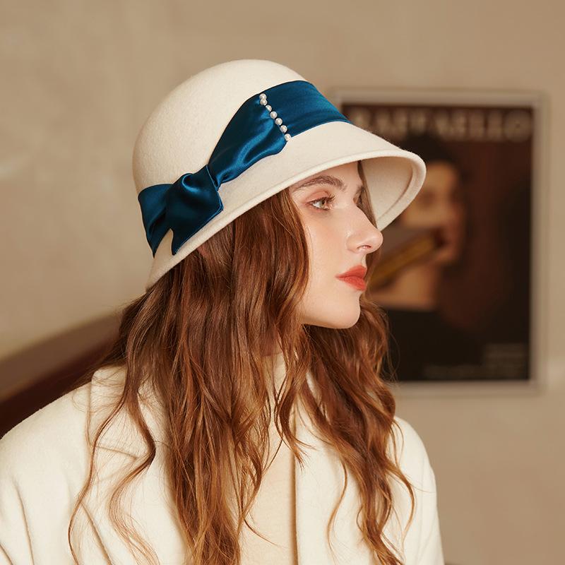 Autumn and winter lady retro pure wool felt hat bucket hat tide hat pure wool warm
