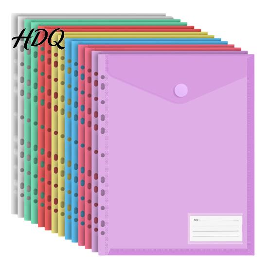 Subject Sorting Folders Clear Poly Envelope Binders Pocket Insert with Hook