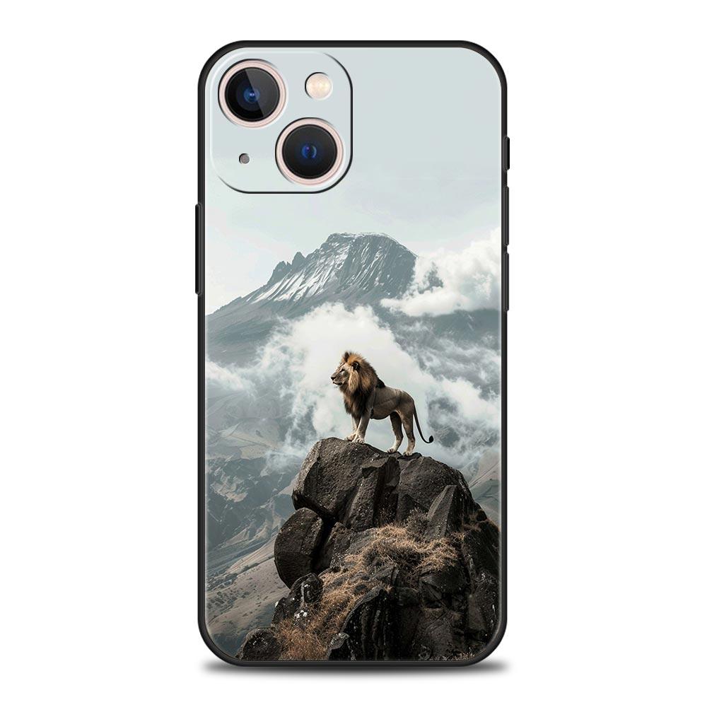 Lion King Animal Phone Case For iPhone 17 16 15 Pro Max 11 12 13 14 7 8 Plus SE 2020 X XR XS Cover Soft Black