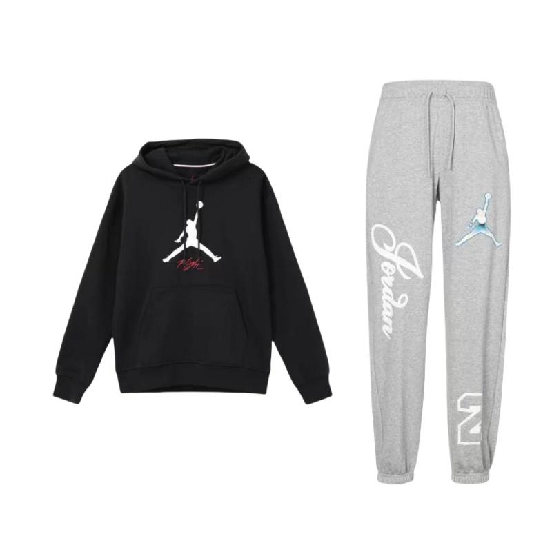 

Jordan Logo Print Hoodie And Knit Sports Pants Set Men hoodies, pants DZ3385-063+FD7546-010 L