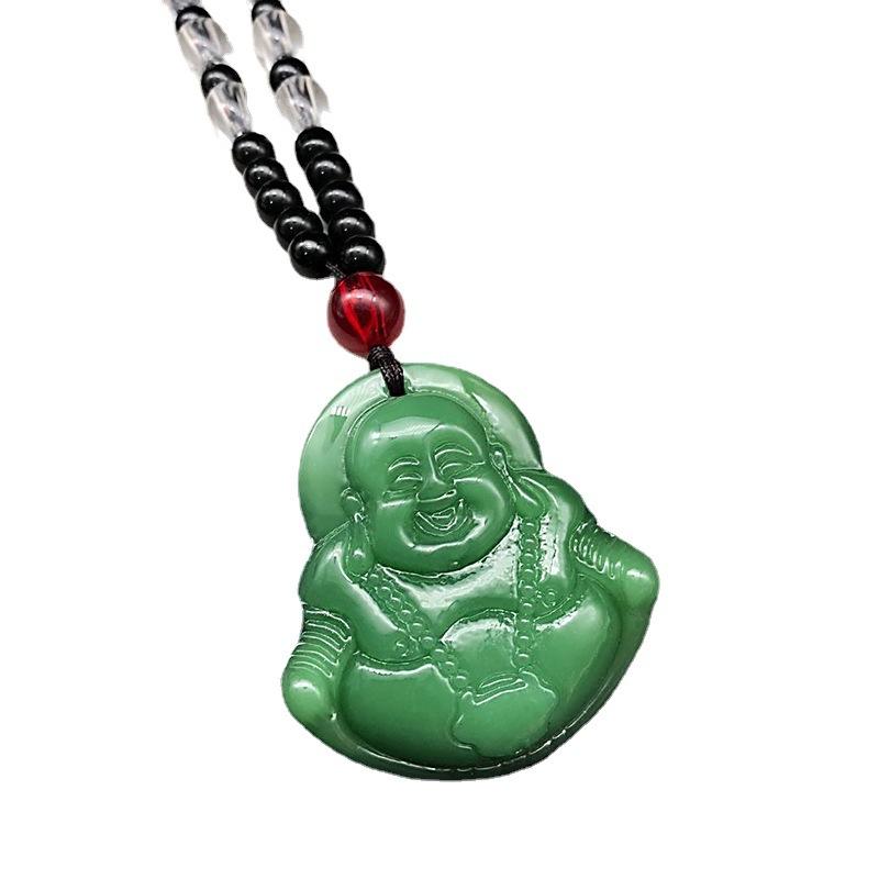 Retro Guanyin Buddha Guan Gong Imitace Jadeitového Přívěsku Řetízek Doplňky Náhrdelník Etnický Styl Přívěsek