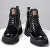 Fashion 2025 Winter Shoes Mens Snow Boots Warm Plush Fashion Brand Male Ankle Boots Pure Black Non-slip Thick Sole D582
