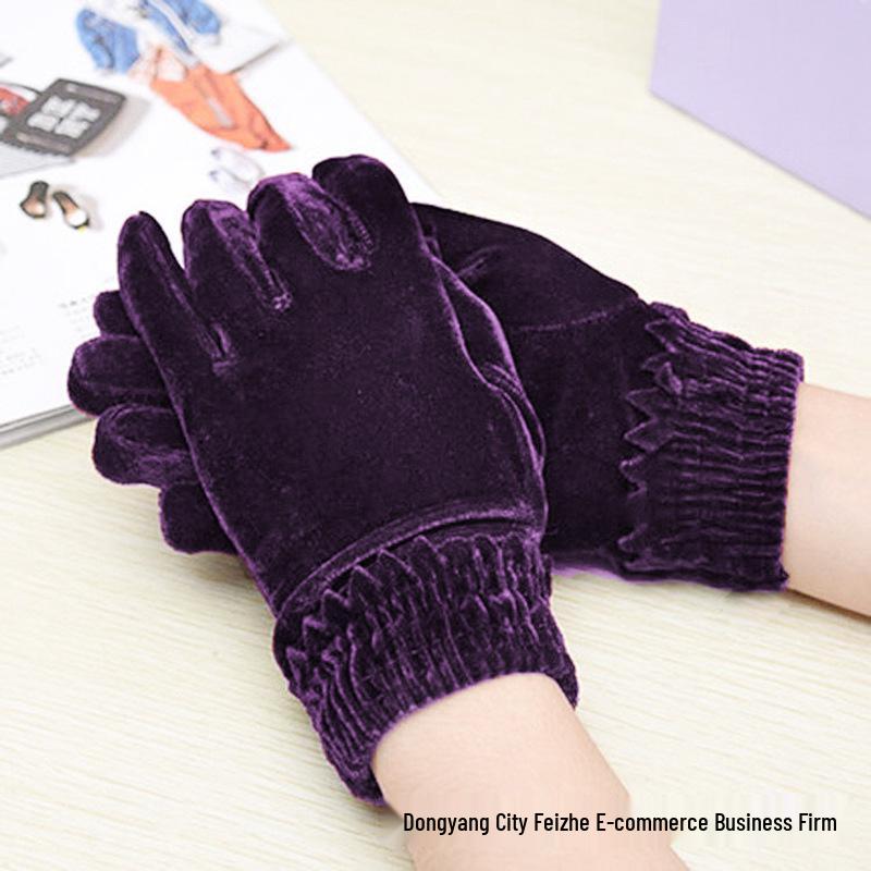 Unisex Gold Velvet Gloves for Autumn/Winter: Sports, Cycling & Driving Warmth