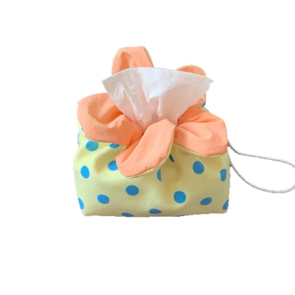 Multipurpose Drawstring Tissue Box Lightweight Tissue Storage Bag Flower Tissue Box  Dormitory Canvas