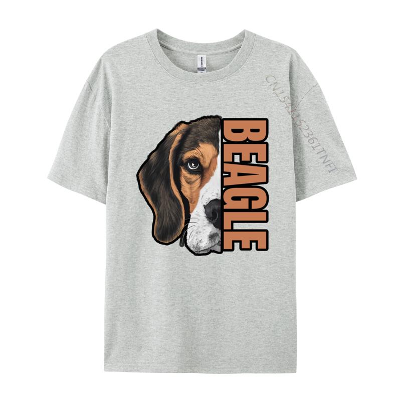 Beagle HalfFace Tshirt Gift TShirt Youthful T Shirts For Men Cotton Tops  Tees Street Cheap Pop Art