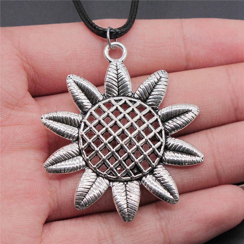 45cm Halskette Lederkette Großes Blatt Blume Kinderschmuck Materialien QN042