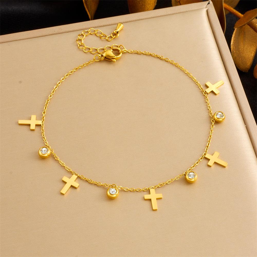 Fashion Beach Colorful Geometric Rhinestone Butterfly Heart Chain Anklet, Simple and Versatile