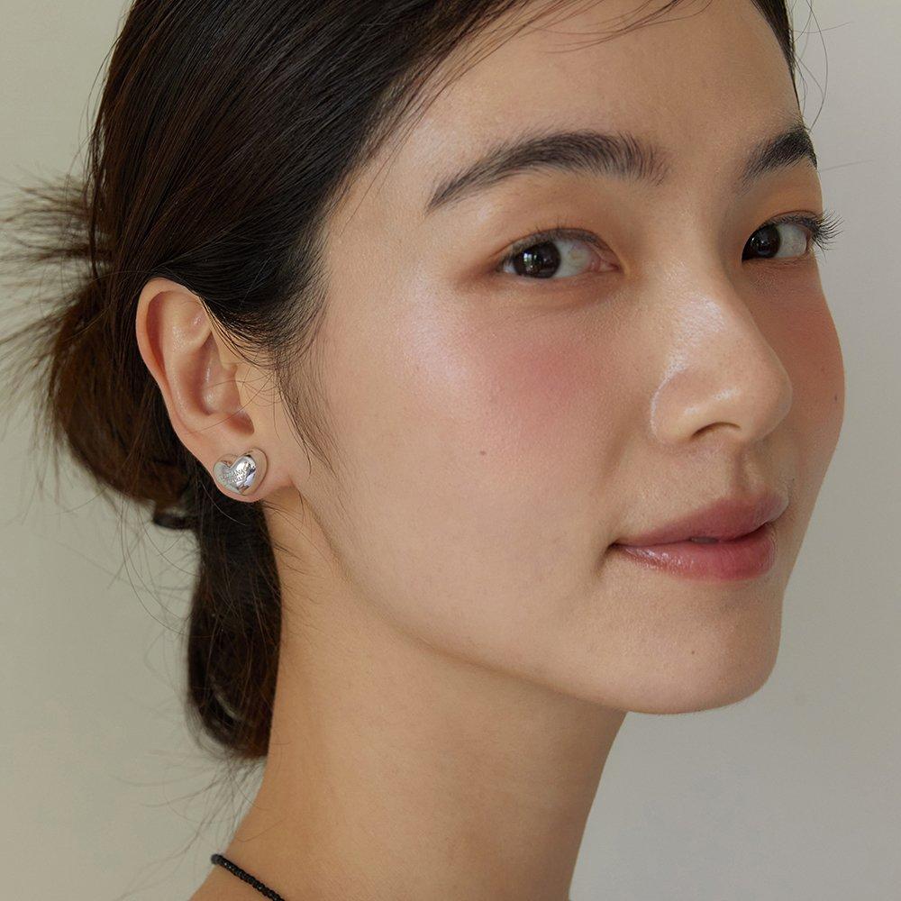 (925 Silver) Great Heart Earrings Ec3021