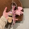 Stylish Plush Helmet Bear Keychain with bowknot Keychain Perfect For Backpacks Luggage Fashionable Daily Companion