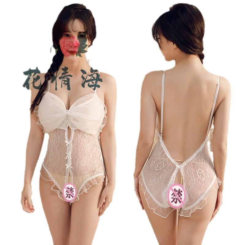 Sexy lingerie Sexy pure lace suspender open crotch free hollow hot onesie