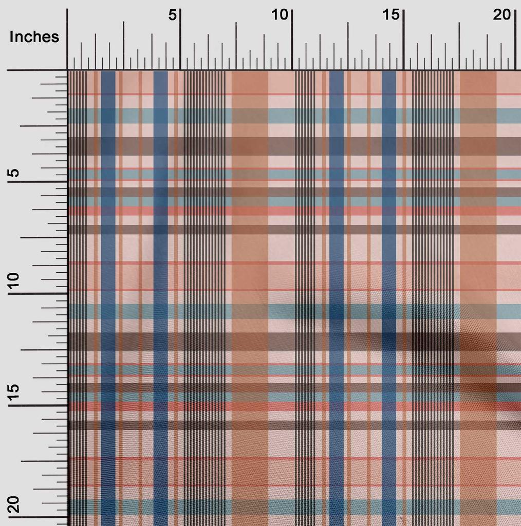 oneOone Cotton Flex Fabric Madras Check Decor Fabric Printed BTY 40 Inch