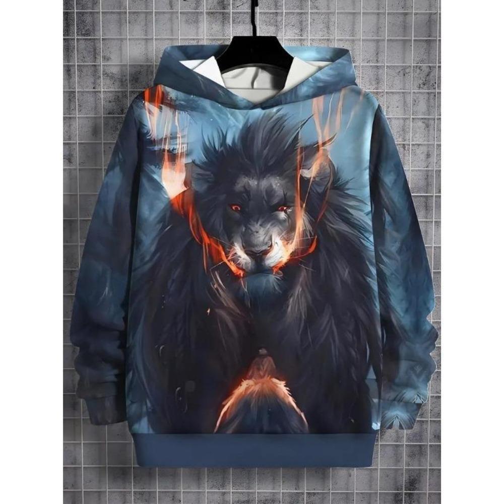Fashion Men and Women's Hoodies Cartoon Animal 3D Print O-Neck Pullover Casual Outdoor Sweatshirt Kids T-shirt Top Clothing