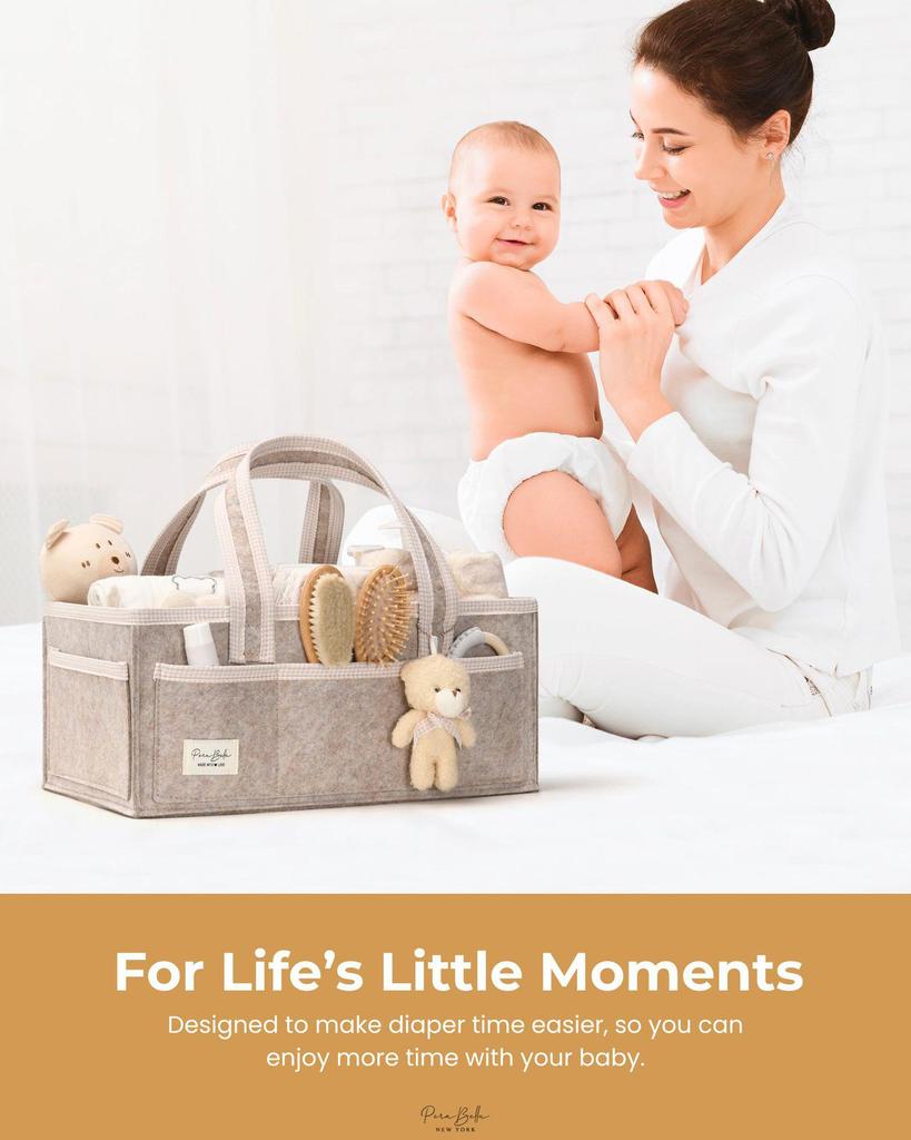 Large Capacity Foldable Felt Diaper Bag – Portable & Handheld Mommy Bag for Car or Storage