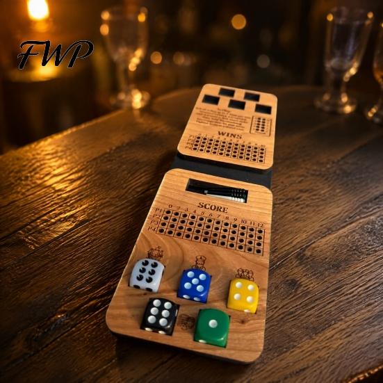 Captain Crew Würfelspiel Brettspiel, Faltbares Tischset, 4 Soziale Teambuilding-Spiele Spieler Holz für Reisen Familienabende Partys Interaktiv