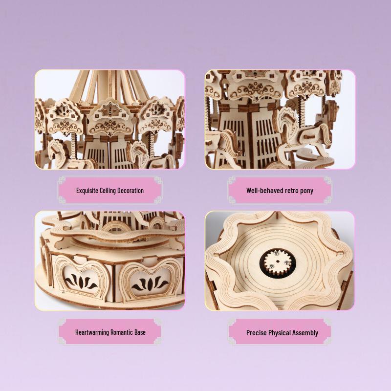 3D Wooden Music Carousel Puzzle: Educational DIY Stereo Toy Gift