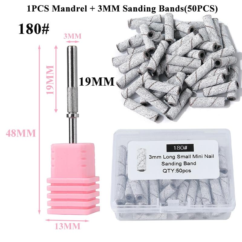 50pcs/box Nail Long Small Mini Stainless Steel Sanding Bands Mandrel For Manicure Sandpaper Ring Holder Nail Drill Accessories