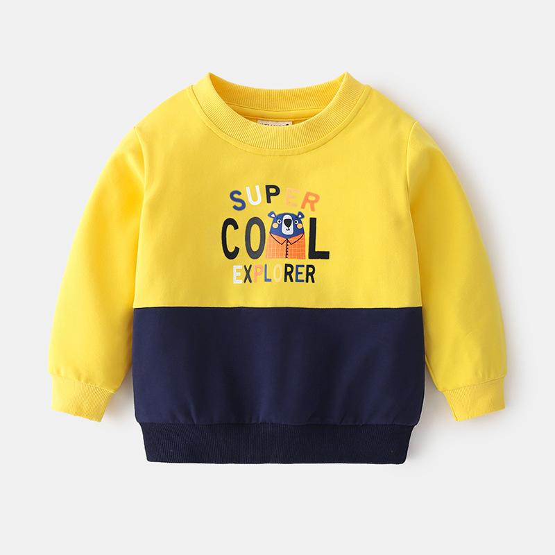 No hooded autumn boys sweater cartoon children's clothing, cute fashion casual long-sleeved top