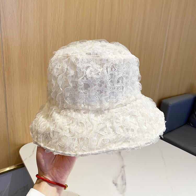 New Lace Bucket Hat Women's Summer Versatile Face Cover Thin Breathable Mesh Lady Basin Hat Shade Fashion Hat