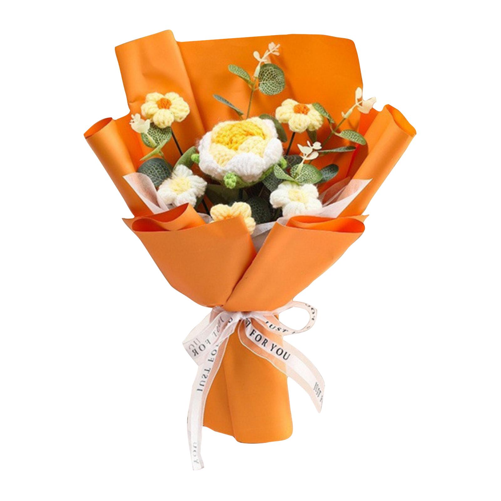 

Crochet Flower Bouquet, Hand-woven Rose Crochet Flowers, Suitable For Home Decoration, Birthdays, Mother s Day And Valentine s Day One Size жовтий