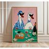Tiger Pizza & Duck Wine Party Art Canvas Printing Cute Quirky Animal Wall Art Posters for Modern Restaurant Kitchen Home Decor