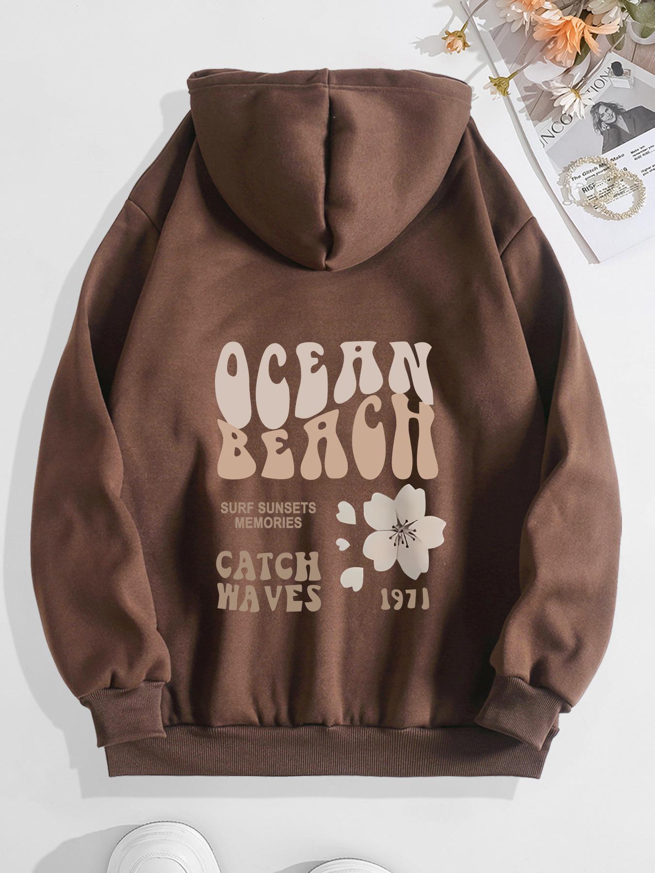 

Осенне-зимний свитер с модным принтом на плечах и рукавах с капюшоном, флисовый свитер для женщин 5XL темно-коричневого