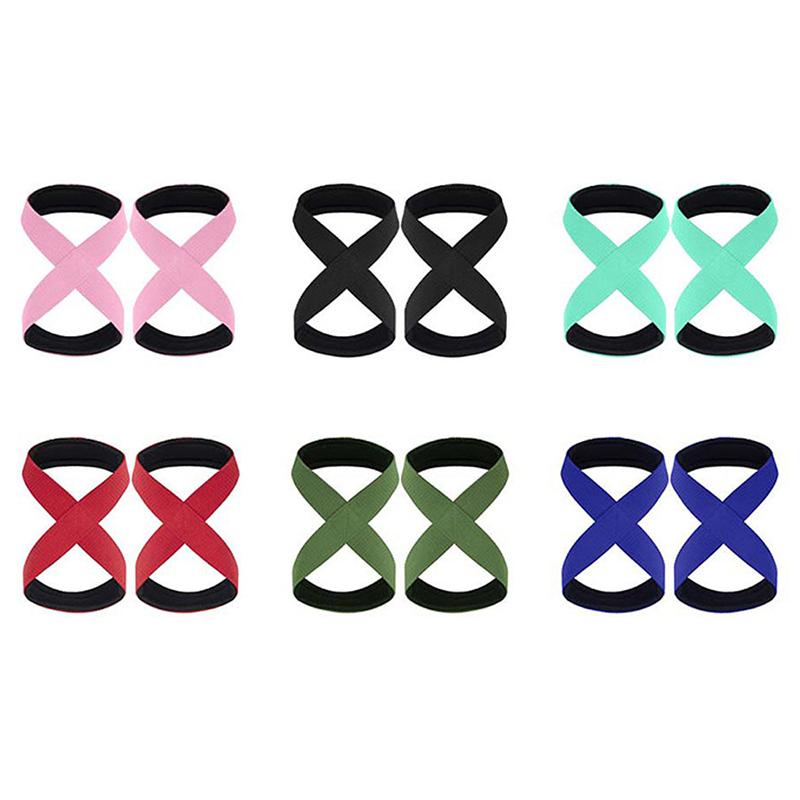 2 Adet Pedli Sekiz Şekilli Kayışlar Deadlift Ağırlık Kaldırma Bilek Kayışları Kaymaz Spor Fitness Power Lifter Egzersiz Barfiks Kayışları