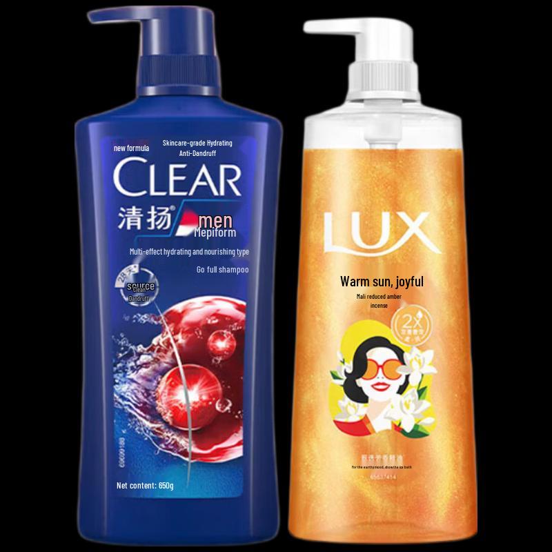 Набор: Увлажняющий шампунь против перхоти Clear Men и гель для душа Lux Жасмин и Янтарь