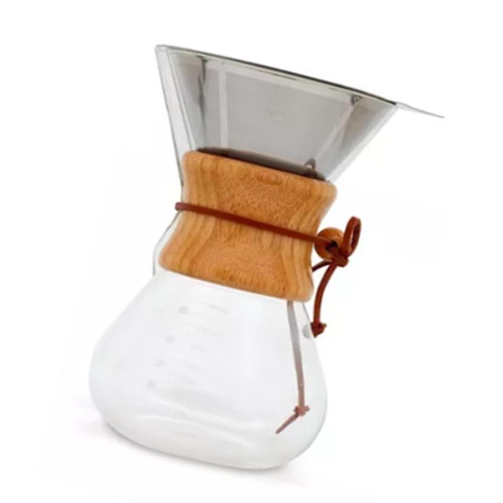 800ml přelévací kávovar Ruční překapávač na kávu s vysokým borosilikátovým sklem s nerezovou ocelí