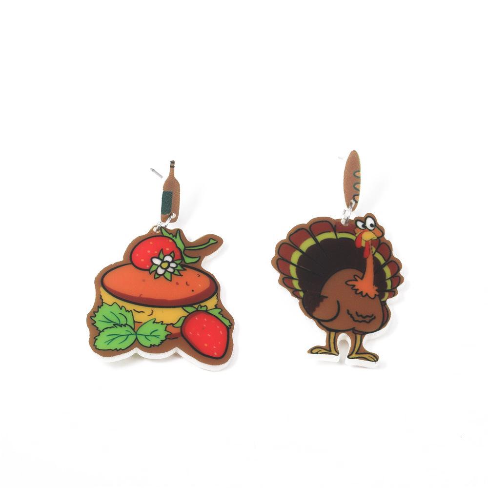 Fully Managed Environmentally Friendly Acrylic Earrings, Personalized Thanksgiving Turkey Burger Earrings 1 Pair Of Earrings